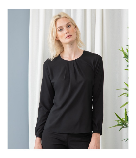 Picture of HENBURY LADIES PLEAT FRONT LONG SLEEVE BLOUSE