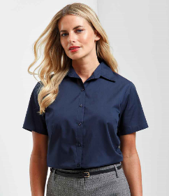 Show details for Premier Ladies Short Sleeve Poplin Blouse Picture of Premier Ladies Short Sleeve Poplin Blouse