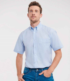 Show details for Russell Collection Men's Short Sleeve Easy Care Oxford Shirt Picture of Russell Collection Men's Short Sleeve Easy Care Oxford Shirt
