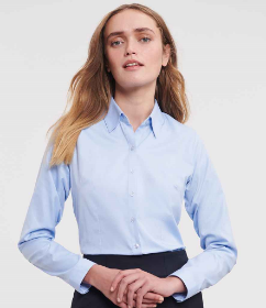 Show details for Russell Collection Ladies Long Sleeve Herringbone Shirt Picture of Russell Collection Ladies Long Sleeve Herringbone Shirt