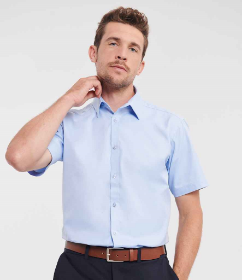 Show details for Russell Collection Men's Short Sleeve Herringbone Shirt Picture of Russell Collection Men's Short Sleeve Herringbone Shirt