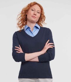 Show details for Russell Collection Ladies V Neck Knitted Pullover Picture of Russell Collection Ladies V Neck Knitted Pullover