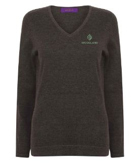 Picture of HENBURY LADIES LIGHTWEIGHT V NECK JUMPER INC LOGO